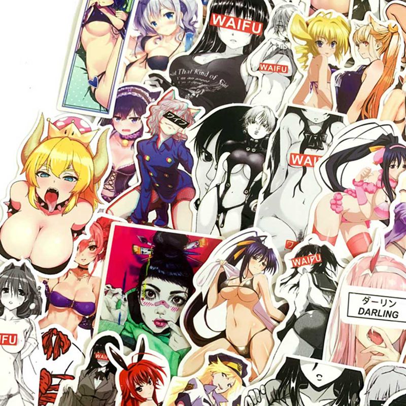 Set 50 Sticker Dán Trang Trí Laptop Hình Cô Gái Mặc Bikini