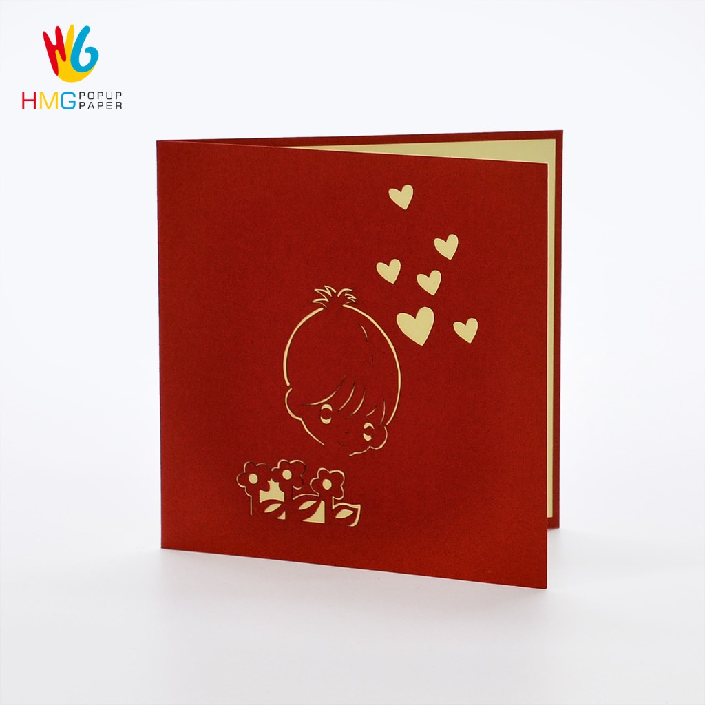 Thiệp Tình Yêu 3D HMG Handmade Love Pop-up Card Dành Tặng Các Dịp Lễ, Ngày Quan Trọn, size 12x12cm