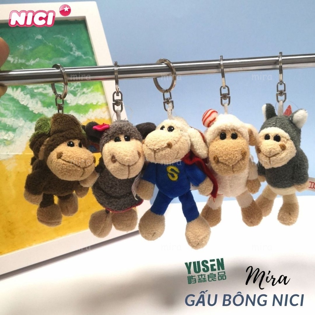 Móc Khóa Gấu Bông Mini - Hình CỪU SEAN Đeo Cặp, Treo Balo Thương hiệu NICI Quà Sinh Nhật Cho Nữ 10cm MIRA-GB28006