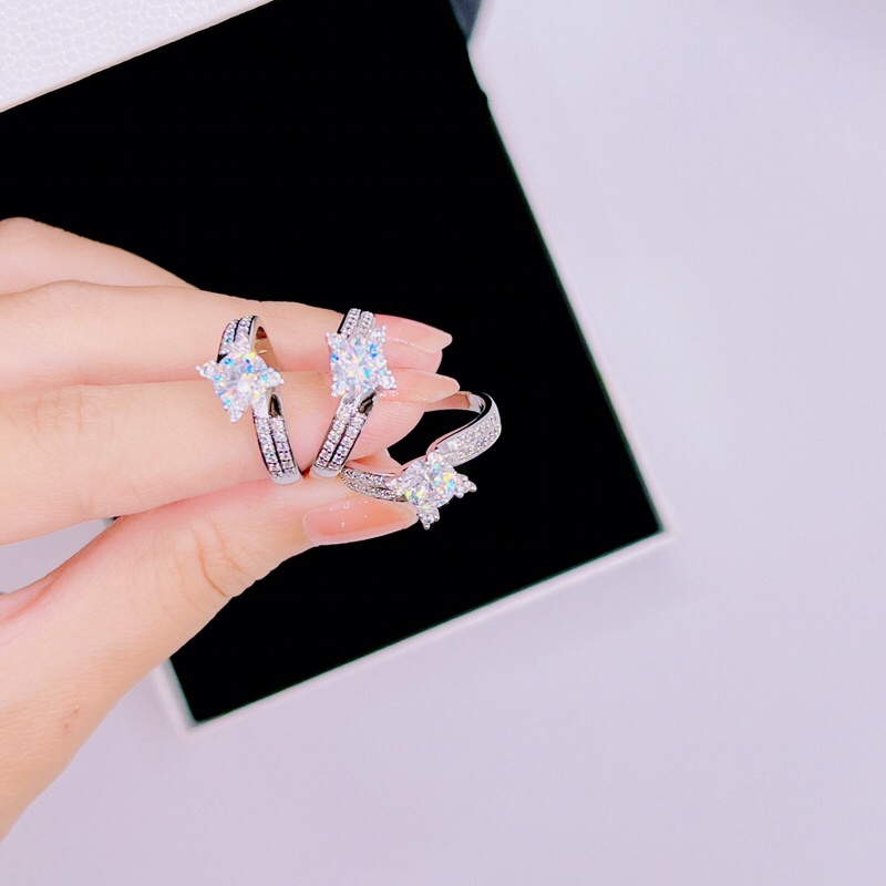 Nhẫn nữ bền màu gắn đá 4 chấu siêu sáng N459