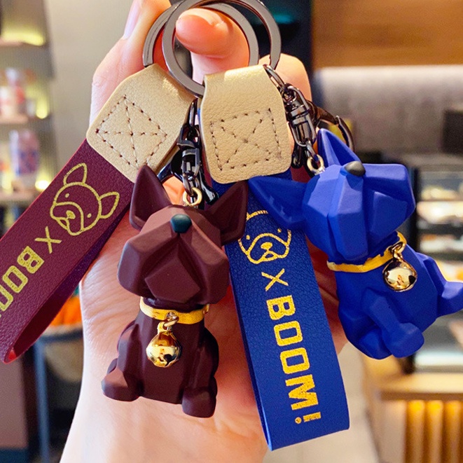 Móc Khóa Gắn Mặt Dây Hình Cún Bull Đeo Túi Xách Đáng Yêu