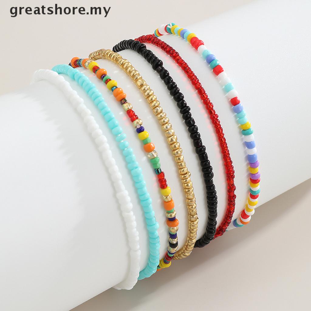 Set 7 vòng đeo chân Handmade nhiều màu sắc có thể điều chỉnh cho nữ