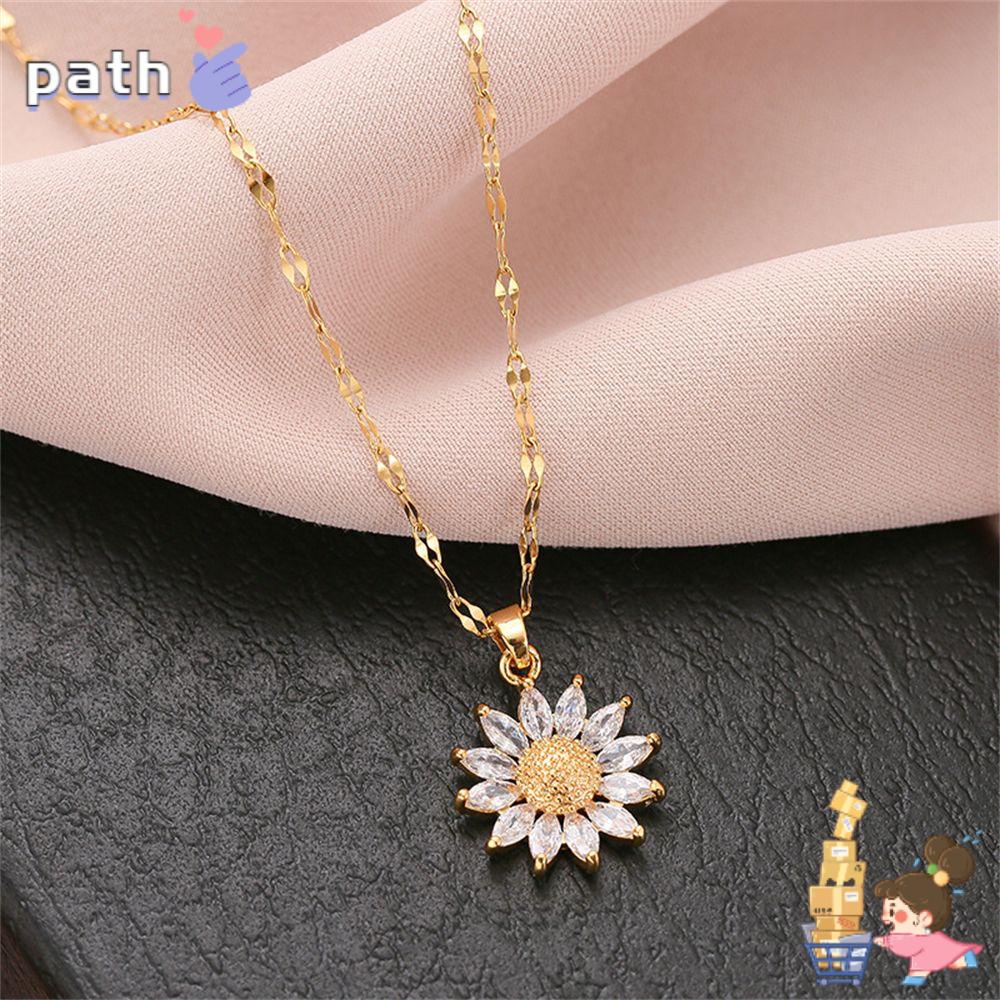 Vòng Cổ Bằng Thép Titan Mặt Hình Hoa Hướng Dương Phong Cách Retro Sang Trọng|Mặt Dây Chuyền