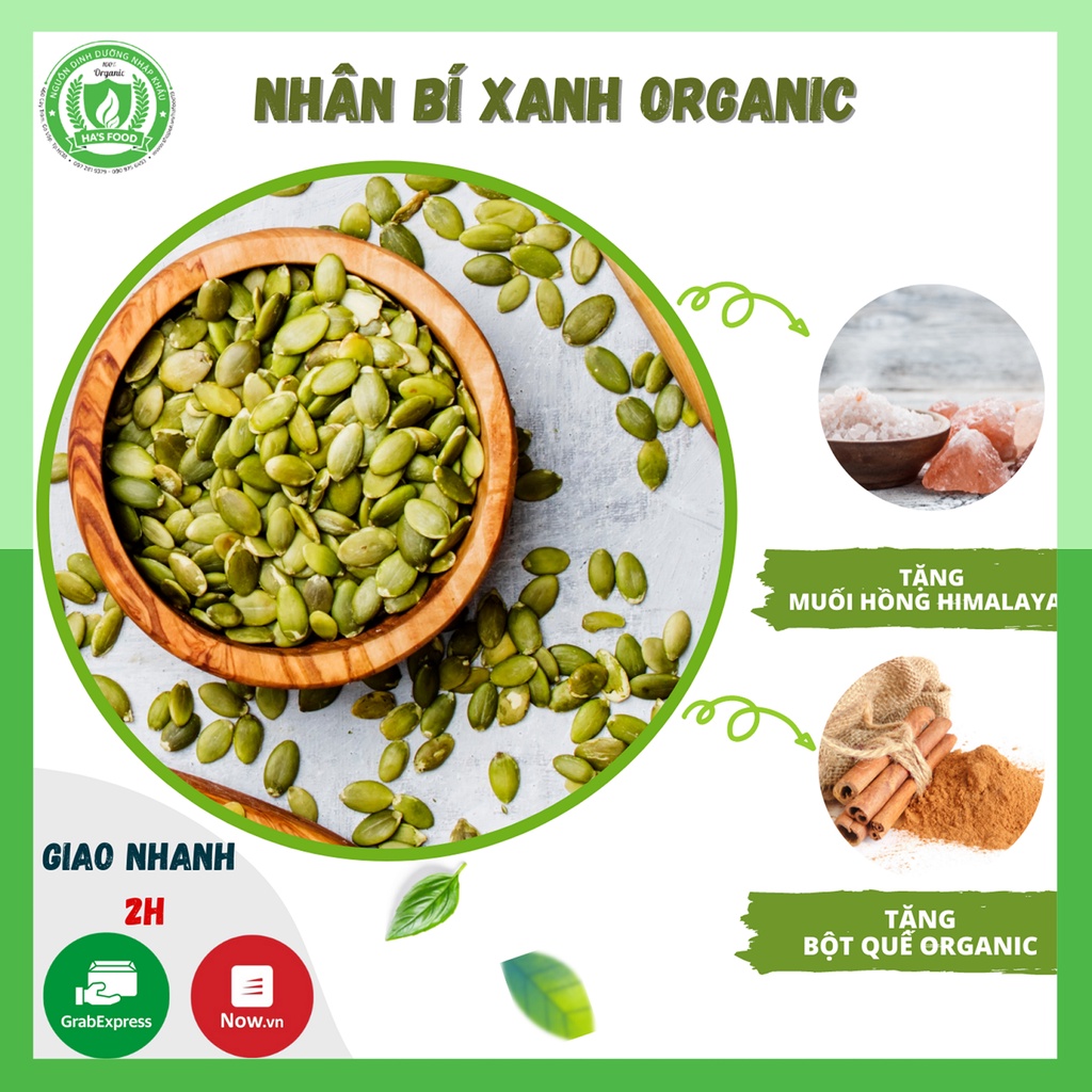 Nhân hạt bí xanh nhập khẩu hafood, dùng nấu sữa hạt và làm bán ,hạt dinh dưỡng-500gr