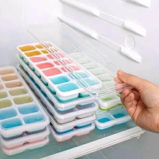 Khay Đá Silicon Nắp Đậy 14 Viên, Khay Đựng Đá Tủ Lạnh, Làm Đá Thạch Kem Bảo Quản Chống Mùi Tuyệt Đối