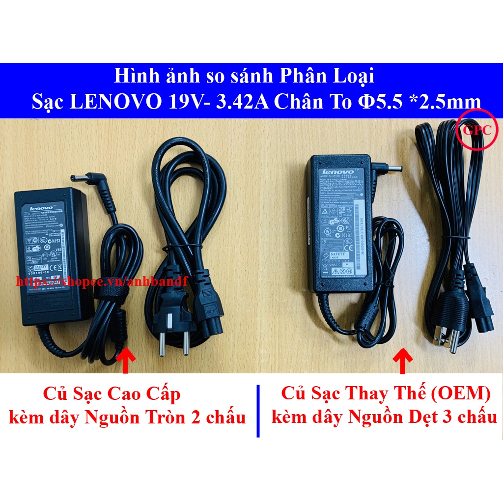 SẠC LAPTOP LENOVO 19V-3.42A (ADAPTER LENOVO 19V 3.42A) chân To Φ5.5*2.5mm