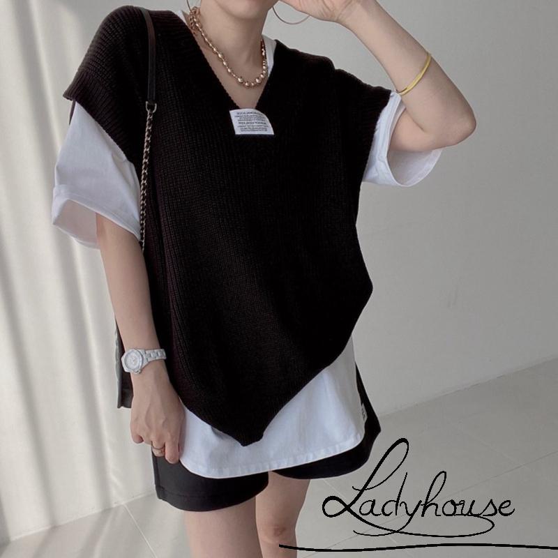 Ld-áo Dệt Kim Sát Nách Dệt Kim Cổ Chữ V Thêu Họa Tiết Chữ Cho Nữ Màu Hồng / Xám / Đen / Be