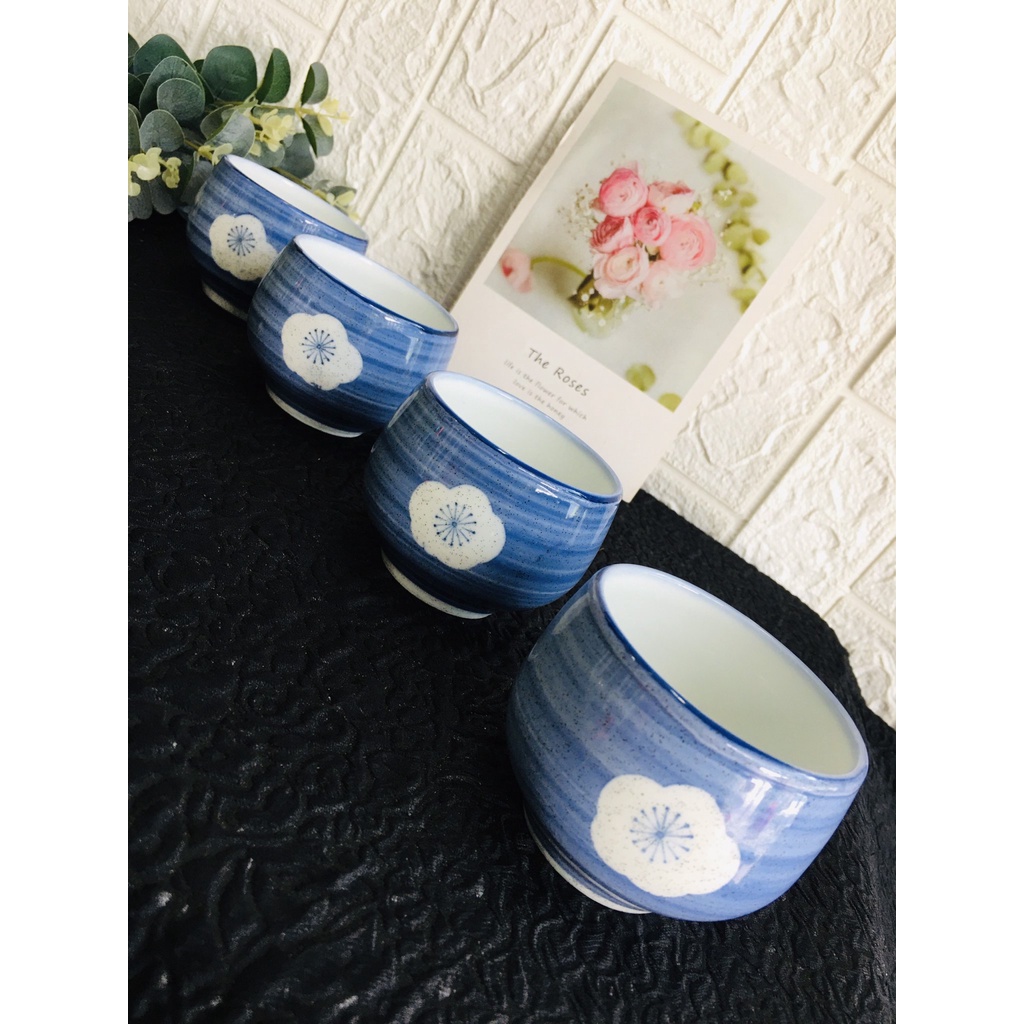 GỐM NHẬT - BỘ 4 LY TRÀ HOA ĐÀO