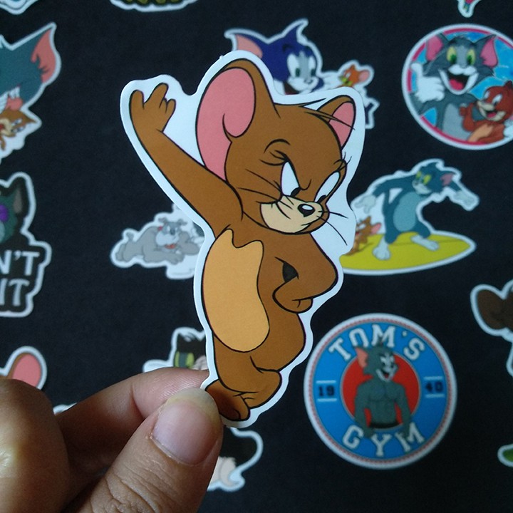 Bộ Sticker dán cao cấp chủ đề TOM and JERRY - Dùng dán Xe, dán mũ bảo hiểm, dán Laptop...