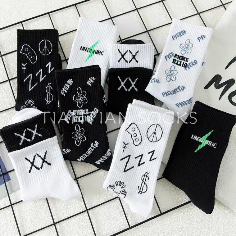 Vớ thể thao tất cotton nam nữ cổ cao phong cách hip hop cá tính cho cặp đôi