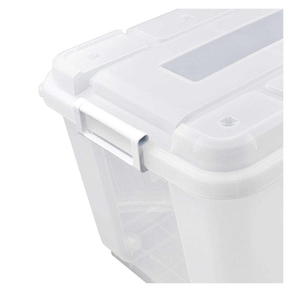 HomeBase STACKO thùng nhựa đựng đồ có nắp Thái Lan W60xD50xH44.7 Cm 90L Trắng trong
