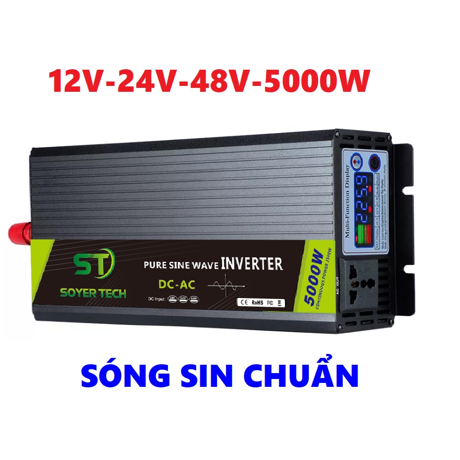 Bộ chuyển đổi điện Sin Chuẩn 5000W-Bộ Đổi Nguồn 12V/24V/48V sang 220V Sin Chuẩn 5000w-ST-5000W-SOYER