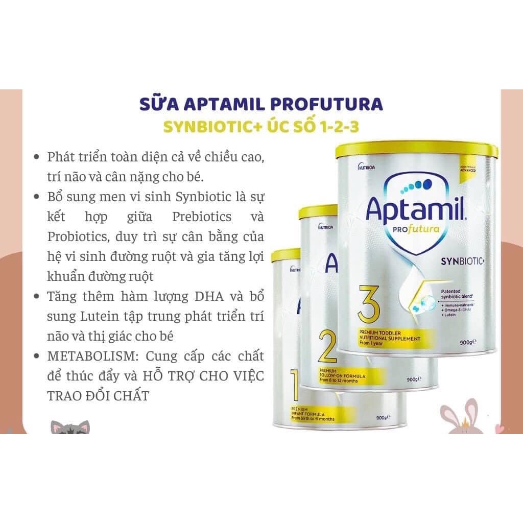 Sữa Aptamil Profutura Hộp 900g của Úc Số 1,2,3,4mẫu mới