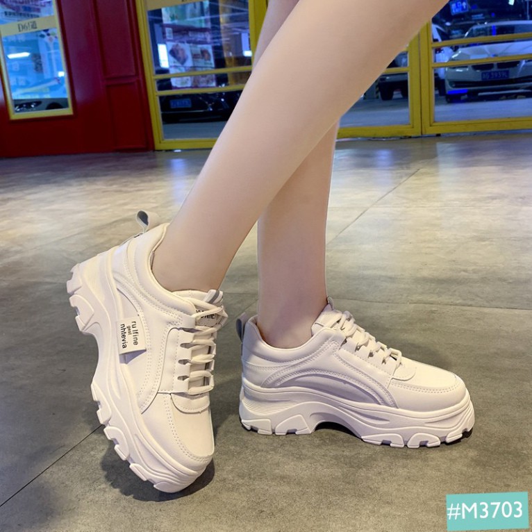 ( Hàng Đẹp ) Giày Sneaker Nữ Độn Đế RULFINE MINSU M3703, Giày Thể Thao Bata Nữ Độn Đế Tăng Chiều Cao Hàn Quốc Phù Hợp Đi