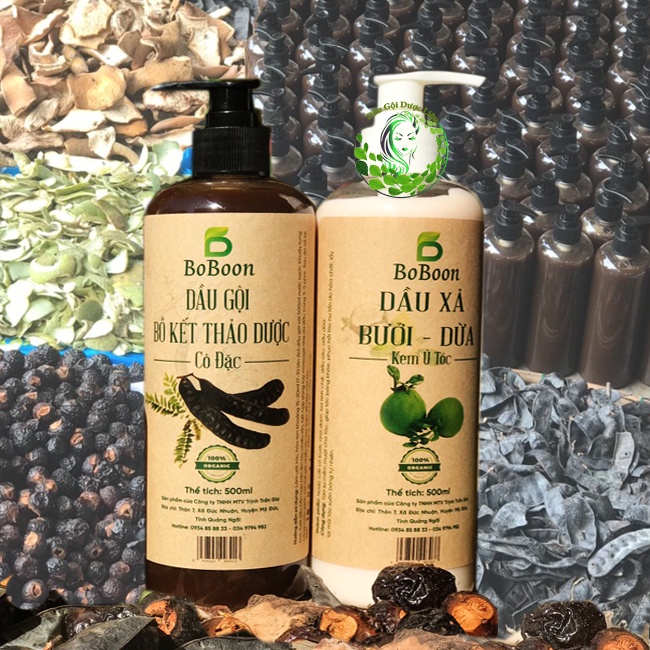 Combo 2 dầu gội xả bồ kết thảo dược dành cho tóc yếu gãy rụng, tóc dầu bết, giảm nấm da đầu và gàu ngứa hiệu quả