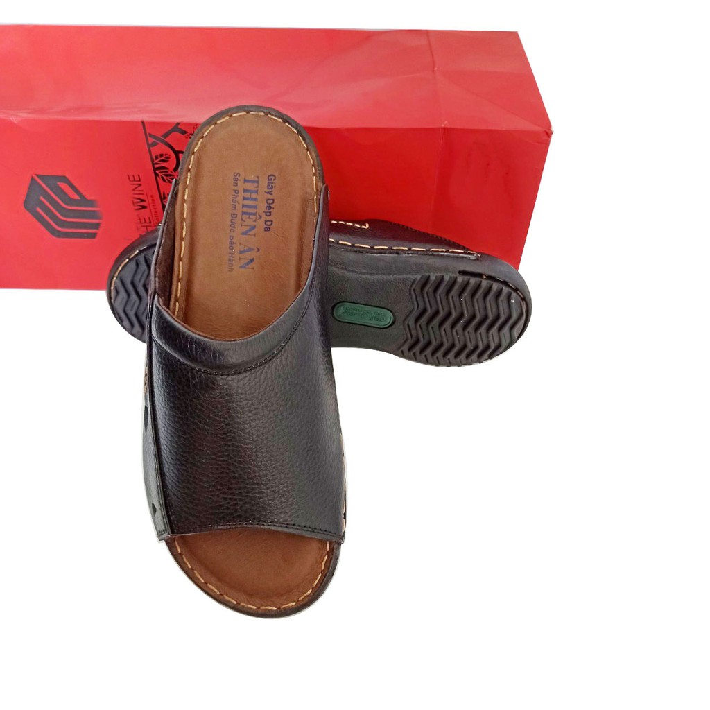 Dép nam quai ngang da bò cao cấp D98 mẫu dép trung niên thanh lịch đẳng cấp