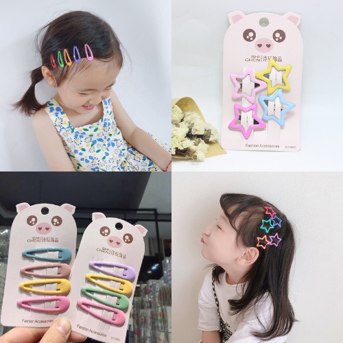 Sét 4 cặp tóc bấm, kẹp tóc mái style Hàn Quốc màu kẹo ngọt dễ thương cho bé gái Bắp Ngô Kids