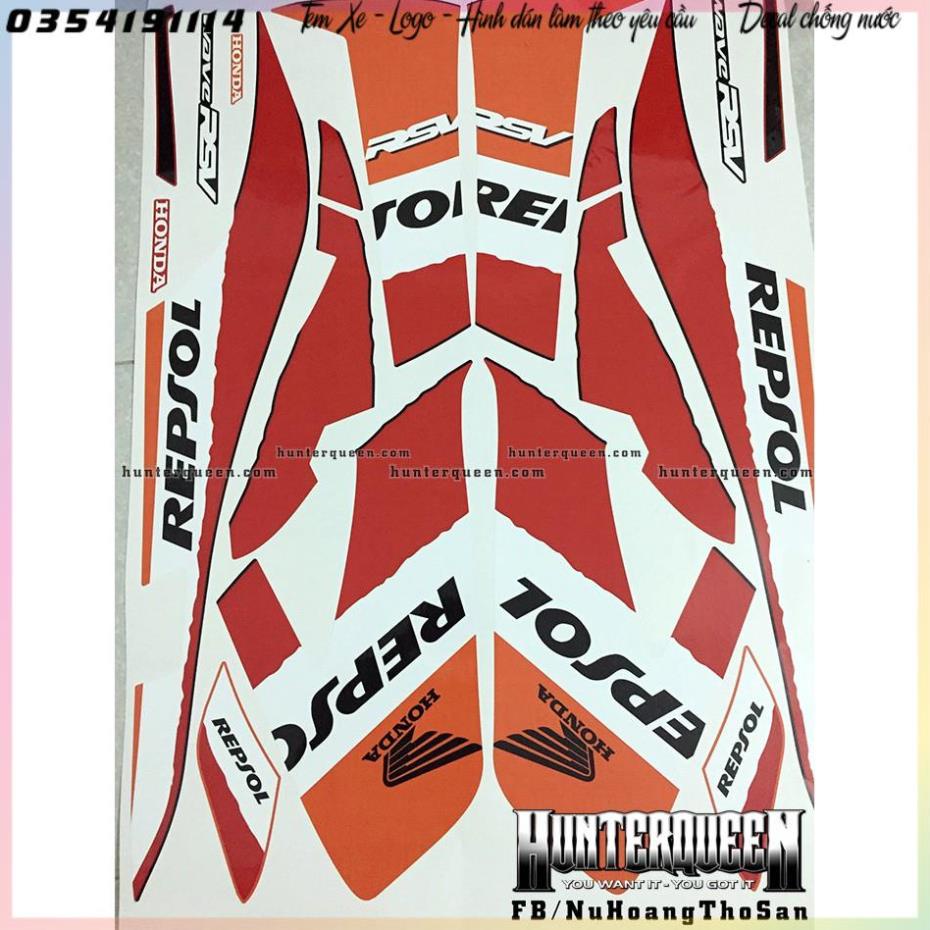 Tem rời dán xe WAVE RSX 2008 màu đen. Chủ đề Repsol zin