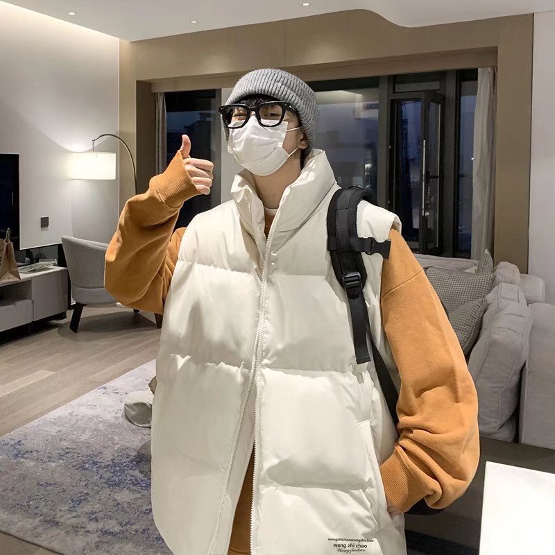 Áo vest Cổ Đứng Đệm Dày Dặn Phong Cách hong kong Thời Trang Mùa Đông Cho Nam