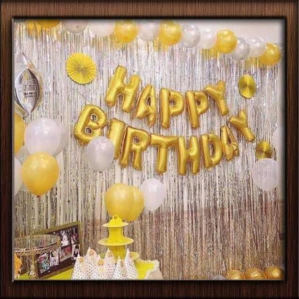 Combo Trang Trí Sinh Nhật (2 Rèm, Bóng Happy Birthday và 40 Bóng Tròn).