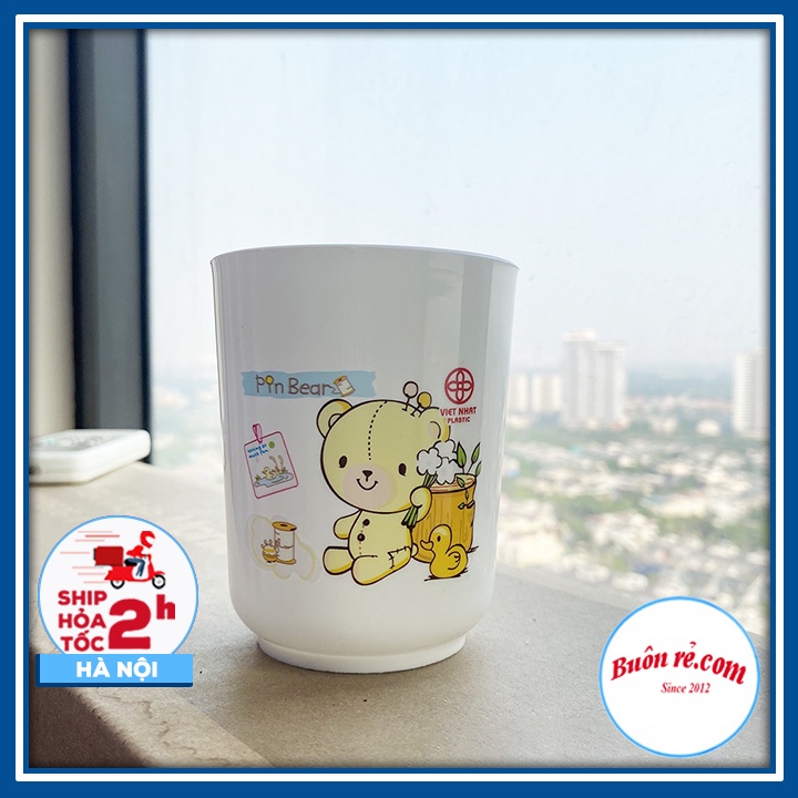 Cốc uống trà họa tiết dễ thương Việt Nhật (6236) - Cốc nhựa uống nước màu trắng tiện dụng Br01603