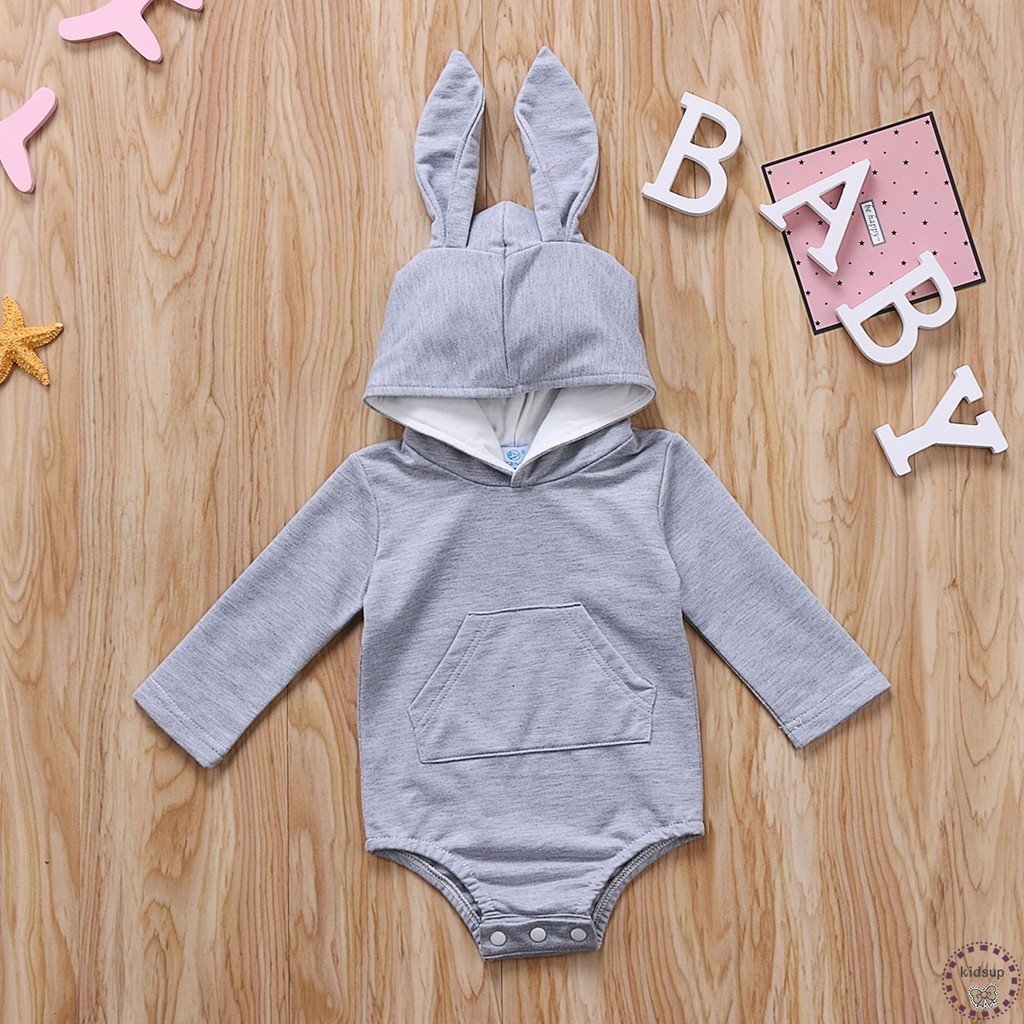 Bodysuit có mũ trùm đầu gắn tai thỏ dễ thương cho bé 2019