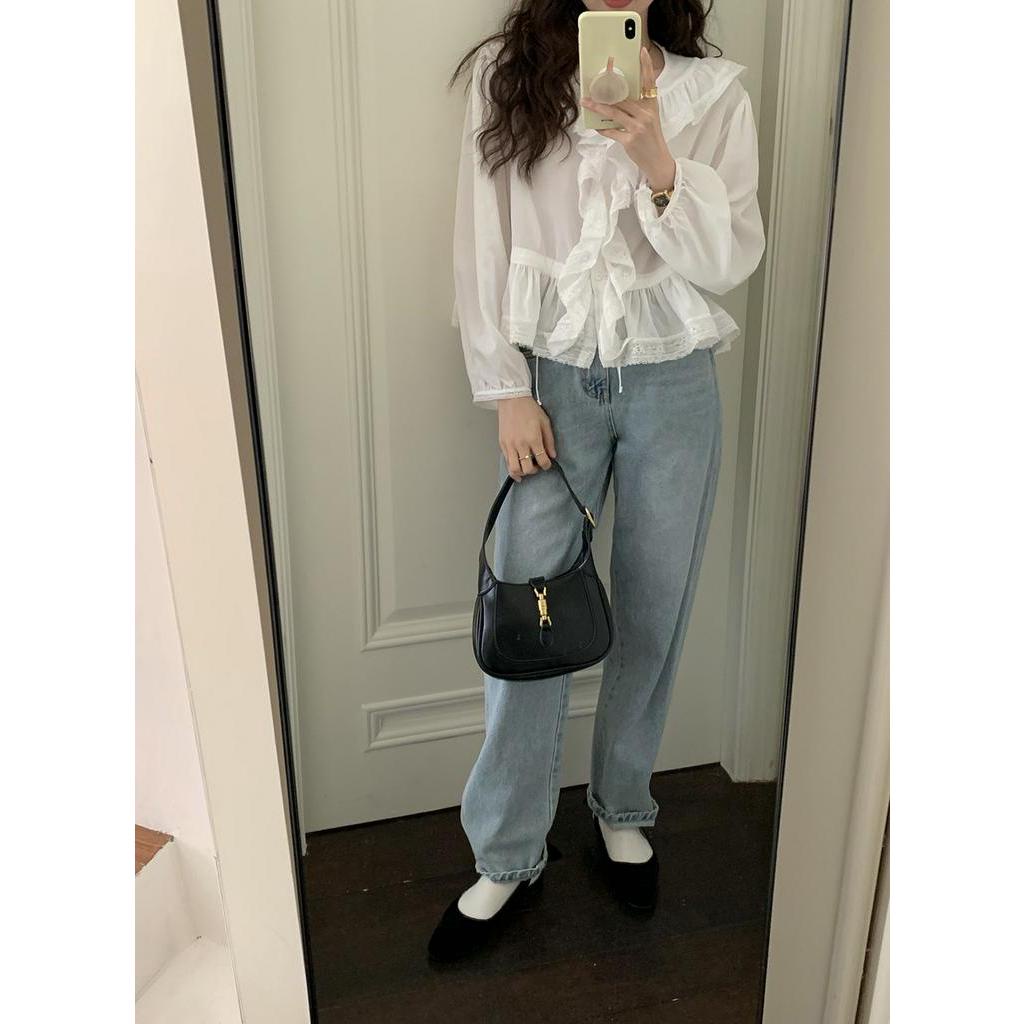 Áo Sơ Mi Phối Ren Dáng Ngắn Thời Trang Sành Điệu 61766