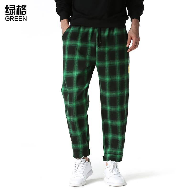 2021 Trendy Plaid Pants Men's Velcro Casual Pants