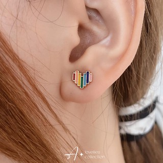 Hoa tai trái tim cầu vồng - pride earrings - auties