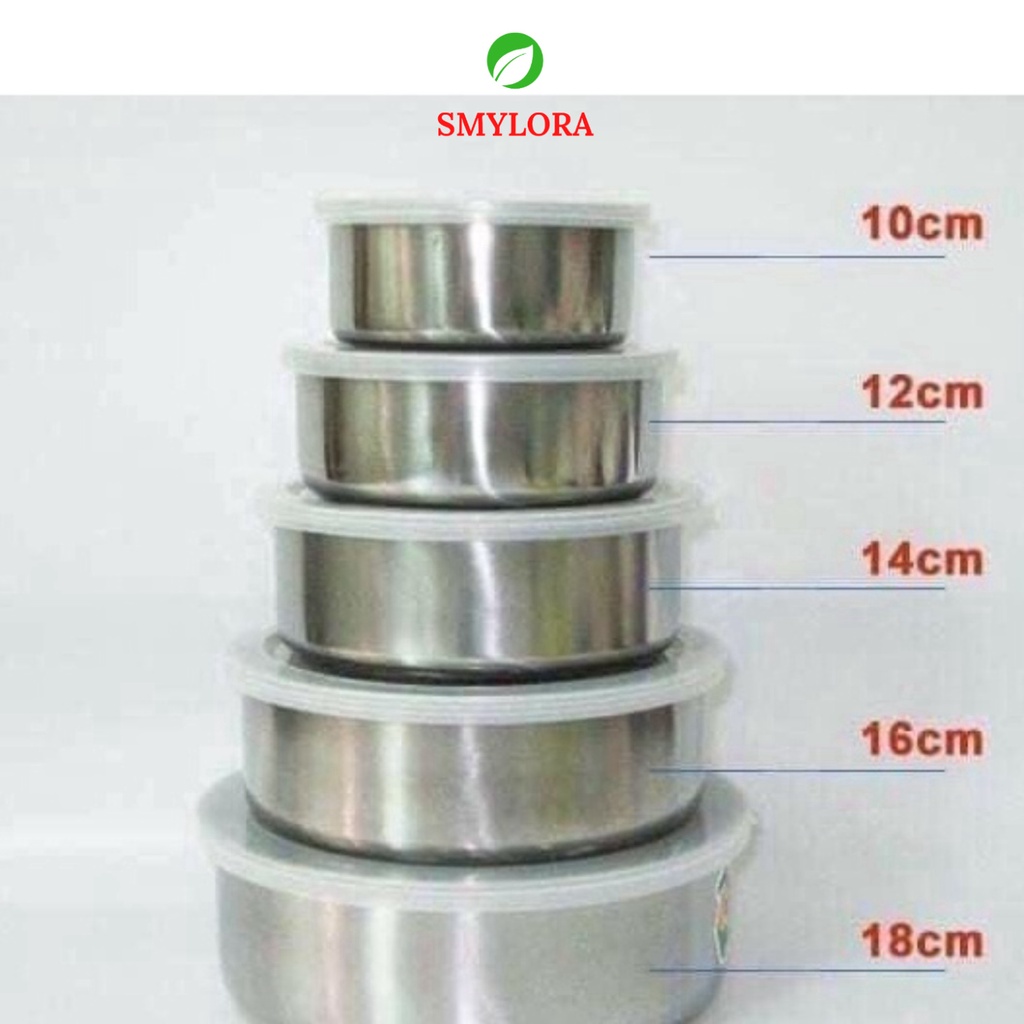 Bộ 5 Bát Inox Cao Cấp, Bộ Thố Lạnh Bảo Quản Thực Phẩm Kèm Nắp Đậy Đựng Đồ Ăn Tiện Lợi