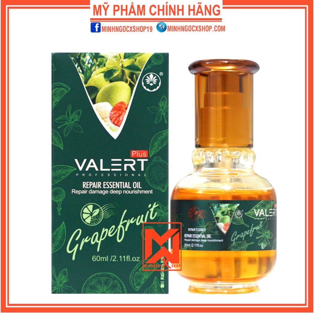 Tinh dầu dưỡng tóc VALERT, dầu dưỡng tóc phục hồi hữu cơ chiết suất bưởi VALERT REPAIR ESSENTIAL OIL 60ml chính hãng