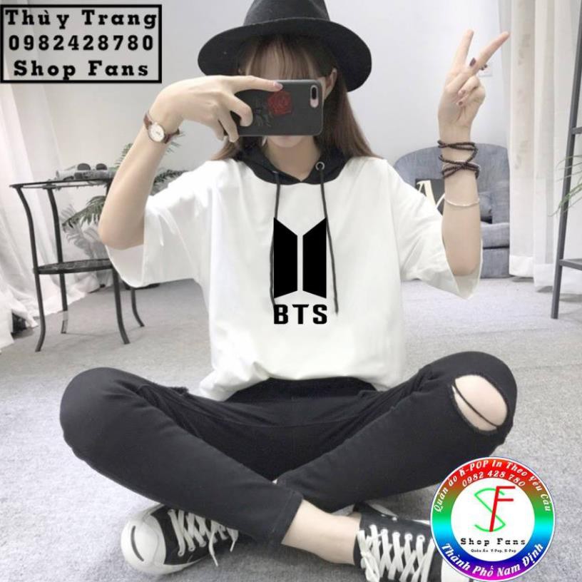 SALE- áo BTS phối mũ, áo hoodie BTS tay ngắn_ nhận in theo yêu cầu - áo HOT