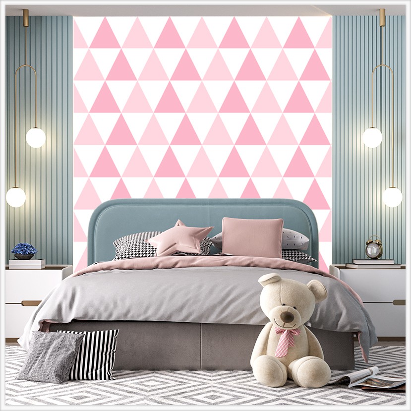 Giấy Dán Tường 3D Tam Giác Hồng ( D4 ) | Decal Dán Tường Chống Thấm Nước Dễ Dàng Chùi Rửa