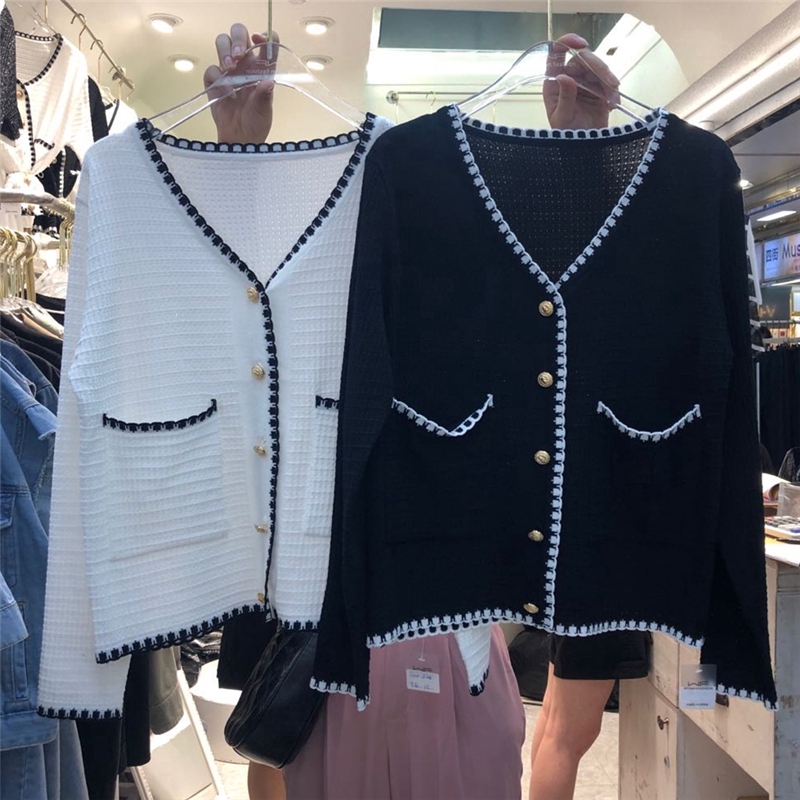 Áo cardigan dệt kim SUXI cổ chữ V phong cách mùa thu thời trang cho nữ