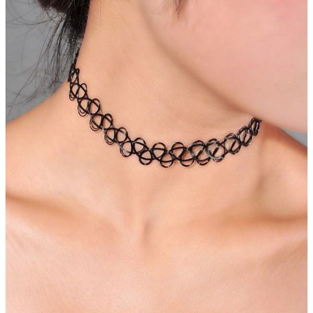 Vòng cổ nữ mặt vương miện hợp kim choker - dây chuyền thun Co Giãn Tattoo Chocker Màu Đen Thời Trang  - Lolotica