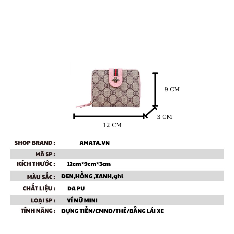 Ví nữ mini cầm tay cao cấp con ong dễ thương hàn quốc nhiều ngăn tiện lợi HANOCO VN20