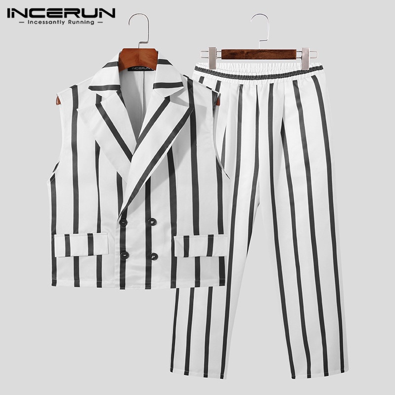 Bộ INCERUN áo khoác không tay + quần dài thời trang nam