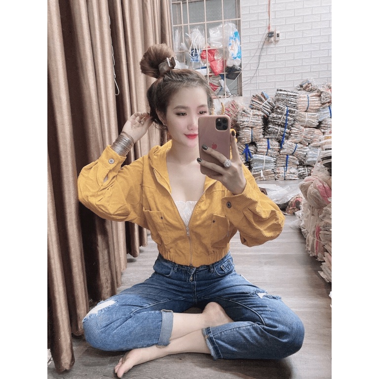 Áo Khoác Nhung Nữ Form Lửng Croptop Cao Cấp Thời Trang TP [NewUnisex]