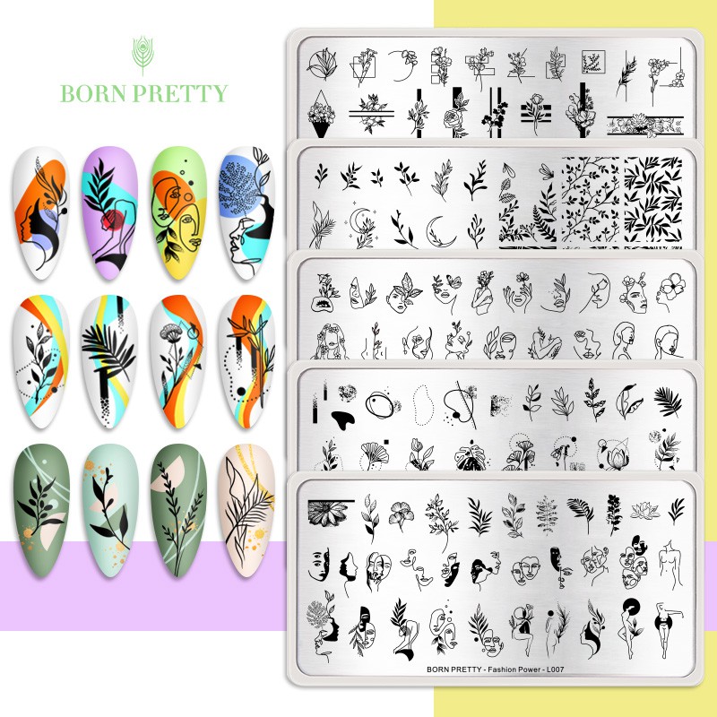 Khuôn BORN PRETTY họa tiết hoa lá xinh xắn tiện dụng trang trí móng tay