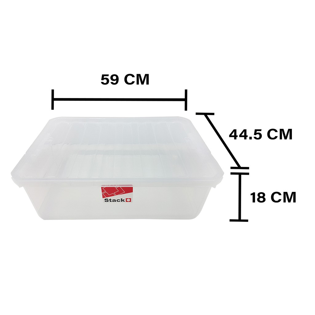 HomeBase STACKO thùng nhựa đựng đồ có nắp Thái Lan W59xD44.5xH18 Cm 36L Trắng trong
