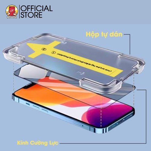 Kính cường lực khung tự dán dành cho Iphone 1112 13 X Xs Xs Max Xr Blue Arrow Chống Bụi Lỗ Loa Full Màn 9H Handtown