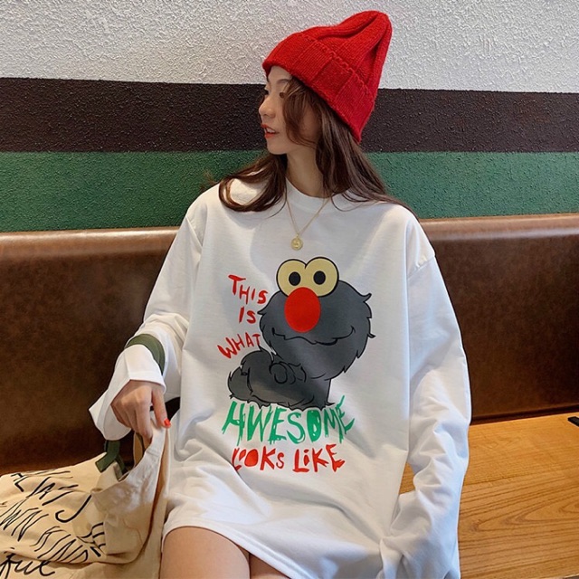 [TẶNG QUÀ] Áo Thun Tay Dài Thu Đông 💝 Unisex Nam Nữ Phong Cách Hàn Quốc Ulzzang 💝 COOKIE MONSTER - HANNAH SHOP