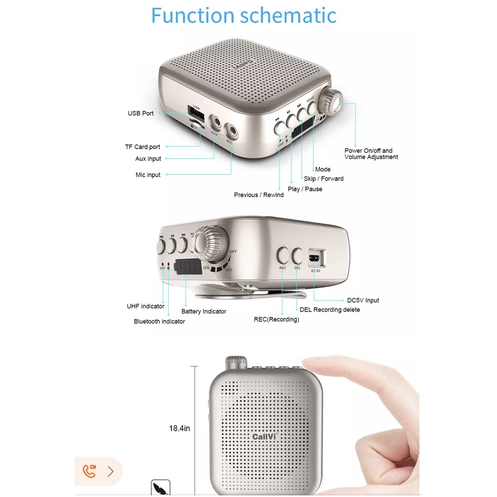 Máy trợ giảng không dây Callvi V805 UHF