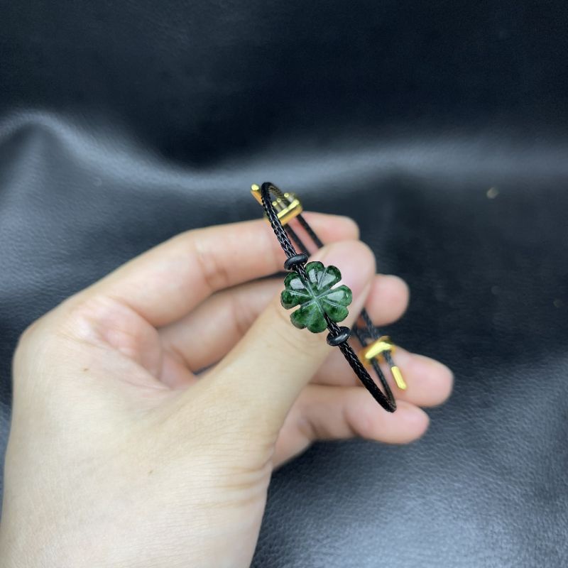 Vòng Tay Cỏ 4 Lá Đá Sơn Thuỷ ☯ Vòng Tay May Mắn ☯ May Mắn Tài Lộc Bình An