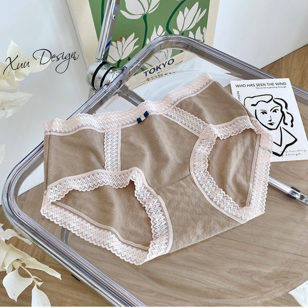 Quần lót nữ phối ren mềm mại XUU, chất liệu cotton lạnh cao cấp QC64