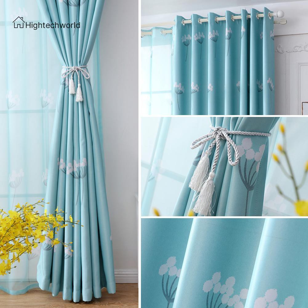 Rèm cửa sổ 100x250cm họa tiết bông hoa nền xanh dương