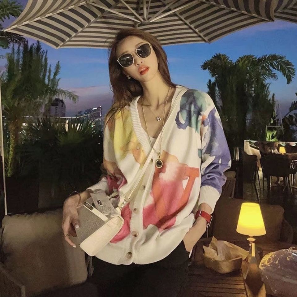 Hàng Có Sẵn!Louis Vuitton!Áo Khoác Cardigan Dáng Rộng Cổ Chữ V Thiết Kế Mới Thời Trang Dành Cho Cặ