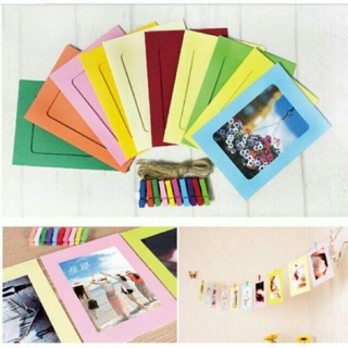 Combo 10 khung bìa Hàn Quốc kèm 10 kẹp gỗ đủ màu và dây thừng