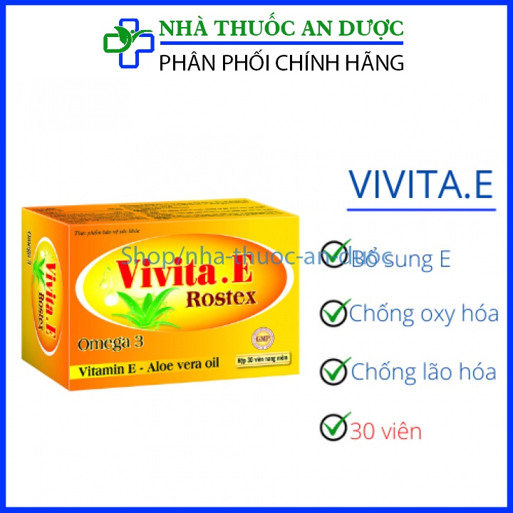 Viên uống Vivita.E bổ sung vitamin E, hỗ trợ chống oxy hóa, giúp bảo vệ và hạn chế lão hóa da - Hộp 30 viên