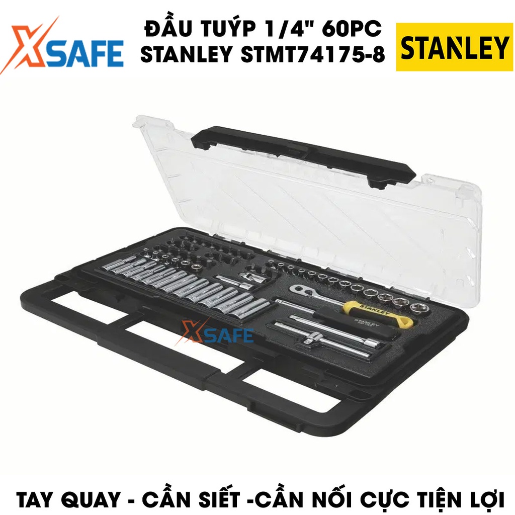 Đầu tuýp bộ 1/4 inch STANLEY STMT74175-8 60 chi tiết thiết kế chính xác từng chi tiết, chất liệu thép CR-V cứng cáp